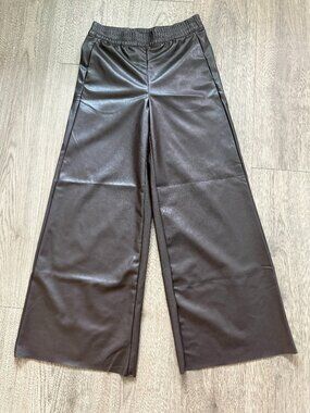 Divided Chocolate Brown Wide Ankle Faux Leather Pants